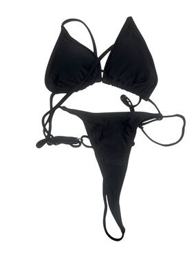 Women's Black Adjustable Triangle Bikini Set thong